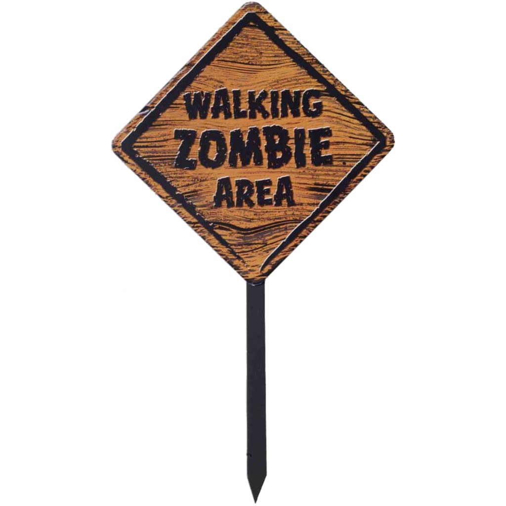 Zombie Warning Sign with Stake Prop