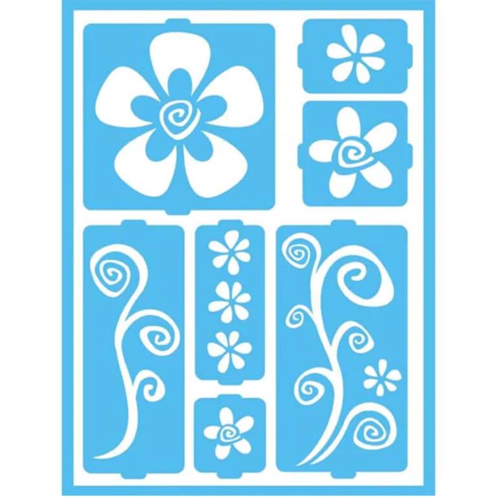 Self Adhesive Stencils Funky Flowers 6X8"