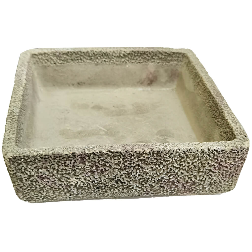 Stone Look Cement Pot, 2.5in H x 7.7in W x 7.7in L