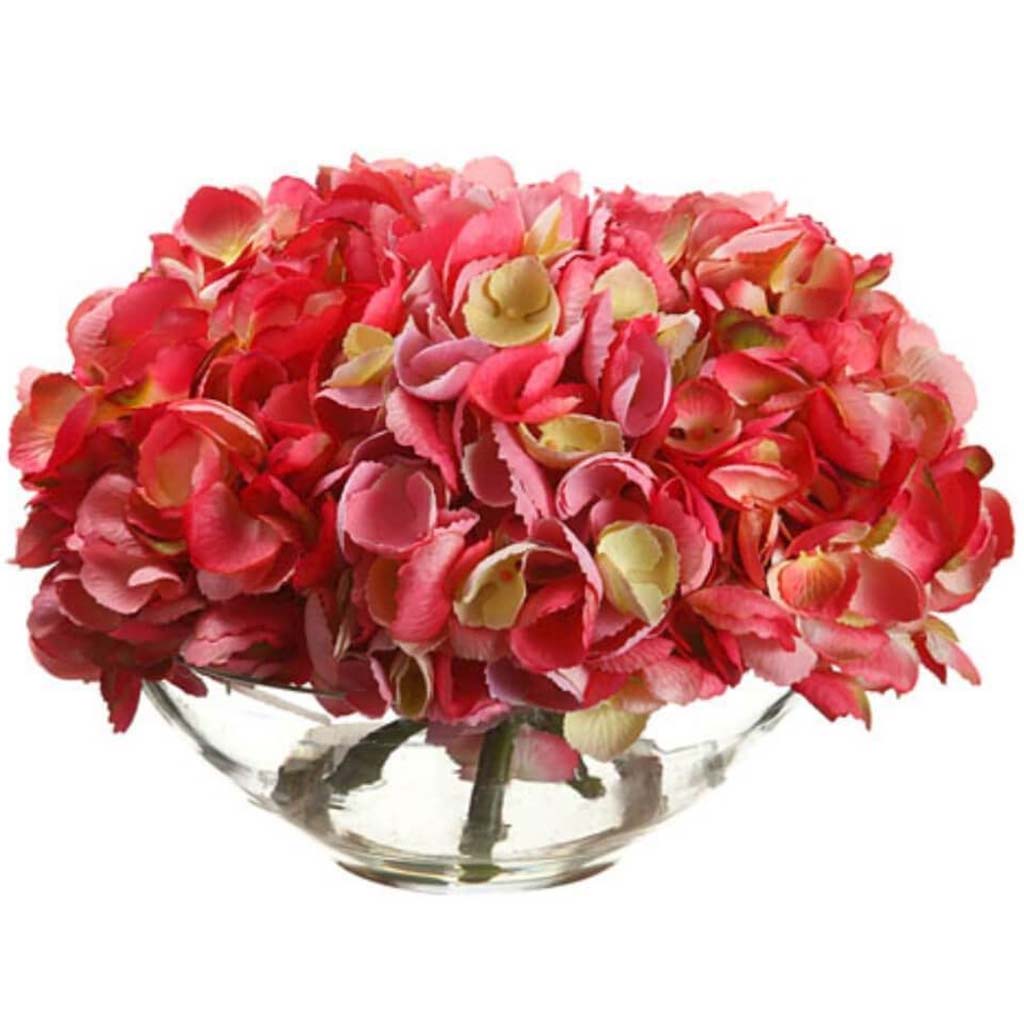 9"Hydrangea In Glass Vase Pktt 