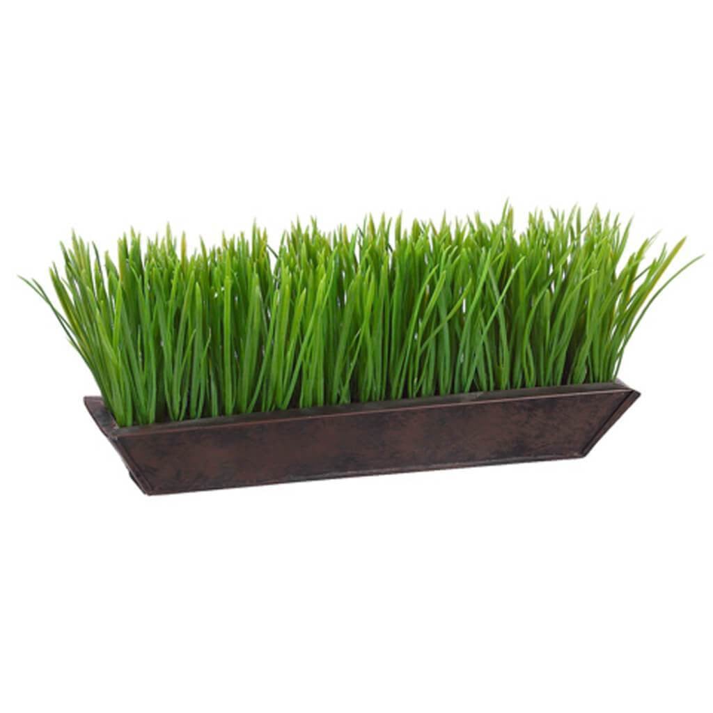 6H13"W Grass In Tin Planter Gr 