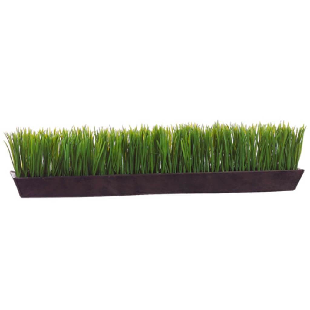 Grass In Rectangular Tin Planter Green 6&quot;H X 26&quot;W 