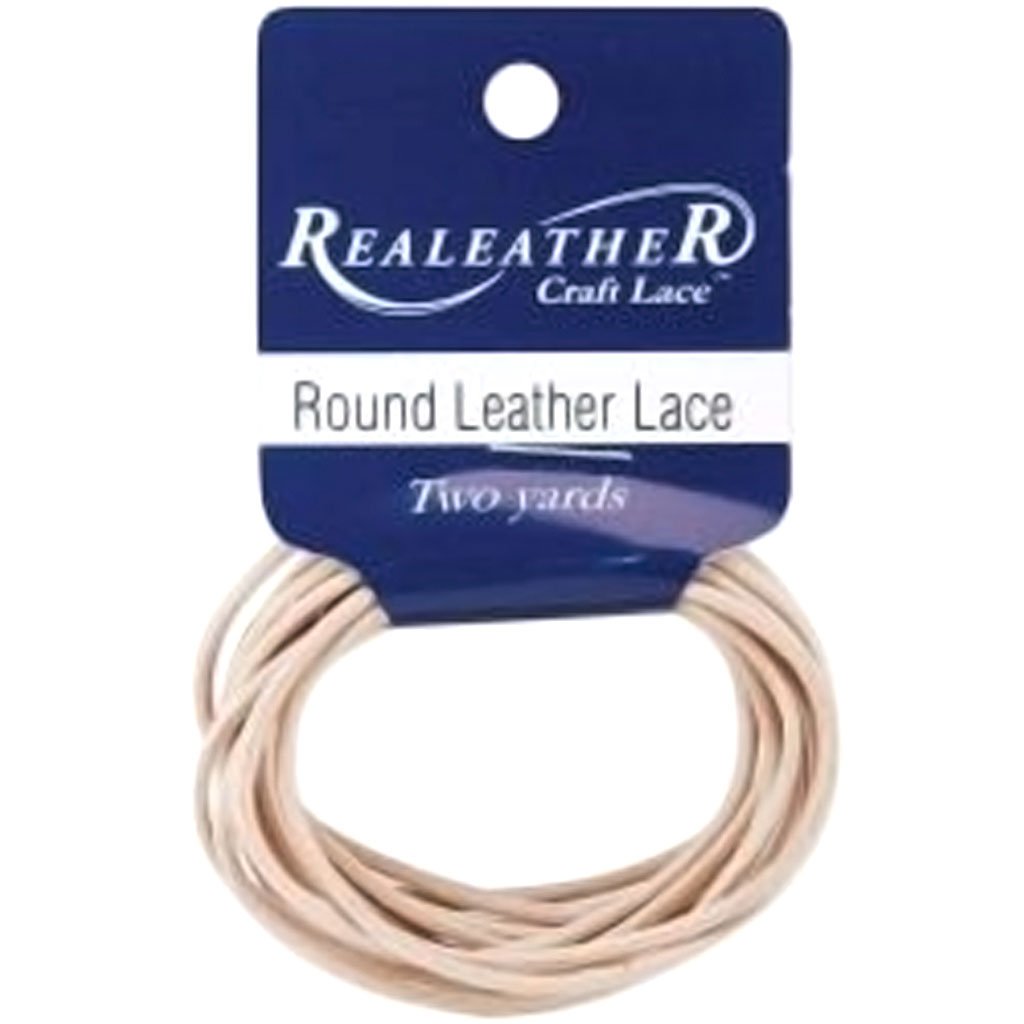 Round Leather Lace 2mm Carded 2 Yards-Natural