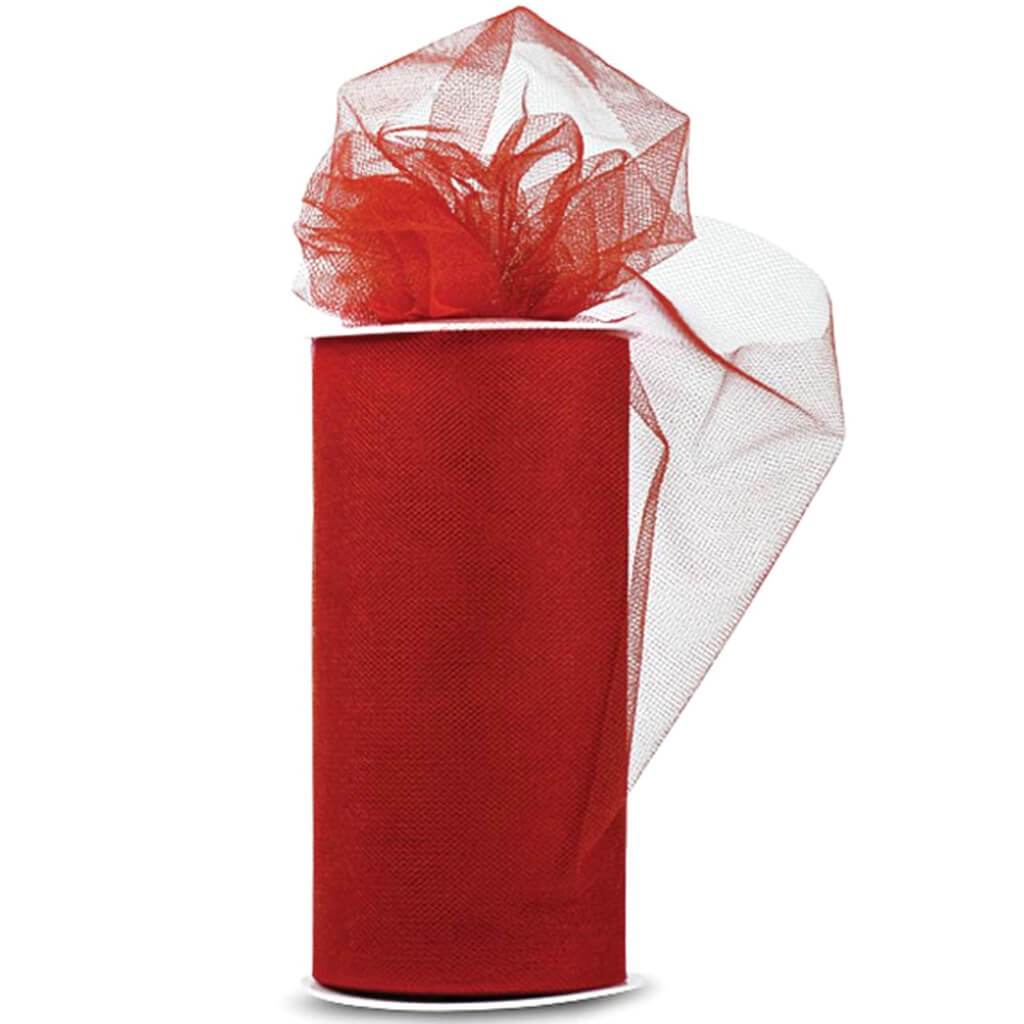 Expo Shiny Tulle 6in x 24yd Spool Red