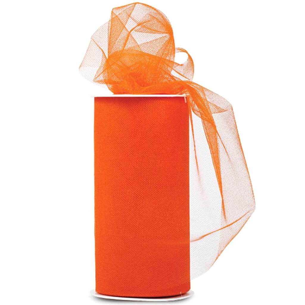 Expo Shiny Tulle 6in x 24yd Spool Orange