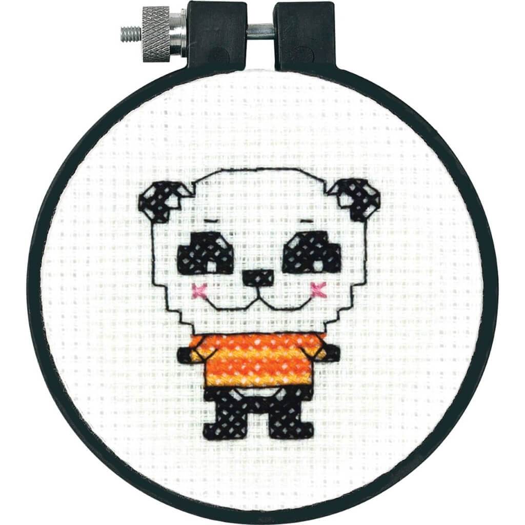 Learn-A-Craft Cute Panda Counted Cross Stitch Kit 3in Round