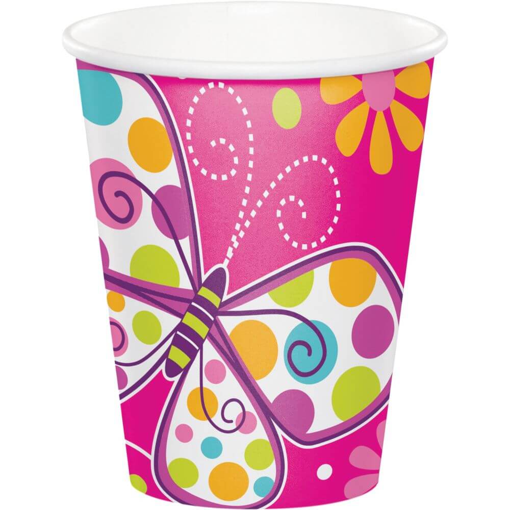 Butterfly Sparkle, Paper Cups 8ct 9oz 