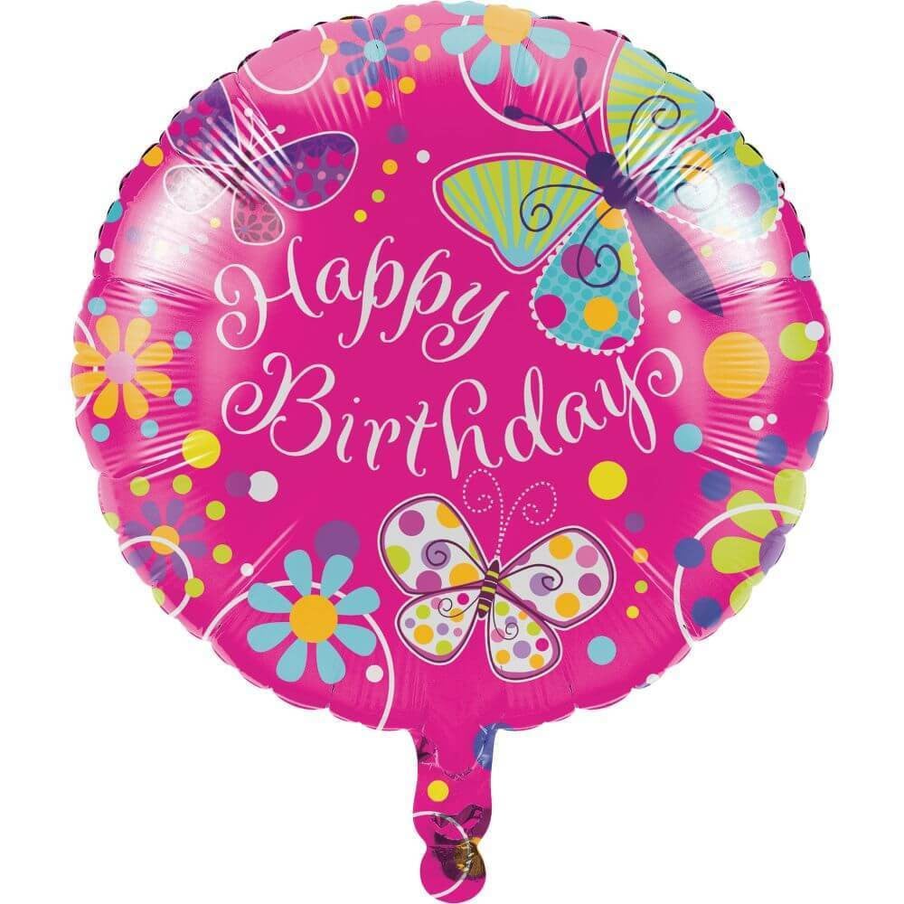 Butterfly Sparkle Mylar, Foil Round Balloon 