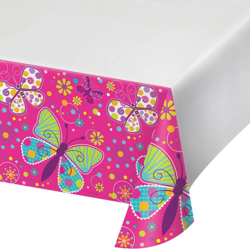 Plastic Tablecover Butterfly Sparkle 54X108In 