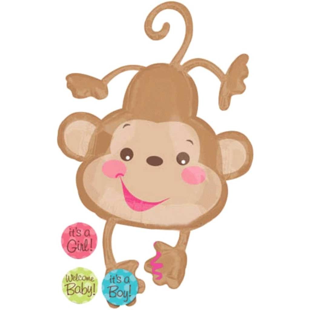 Welcome Baby Monkey Foil Balloon 40in 