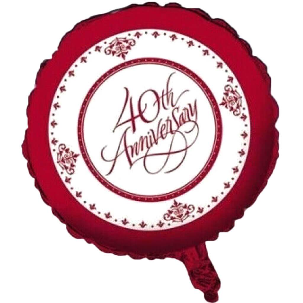 Ruby 40th Anniversary Foil Balloon, 18in