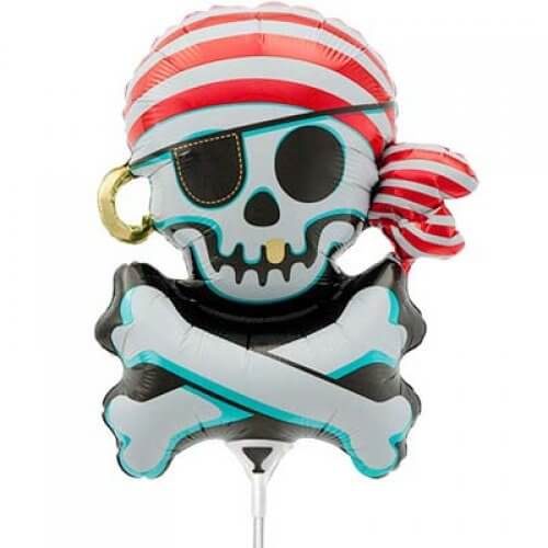 Pirate Jolly Roger Shape Foil Balloon, 14in