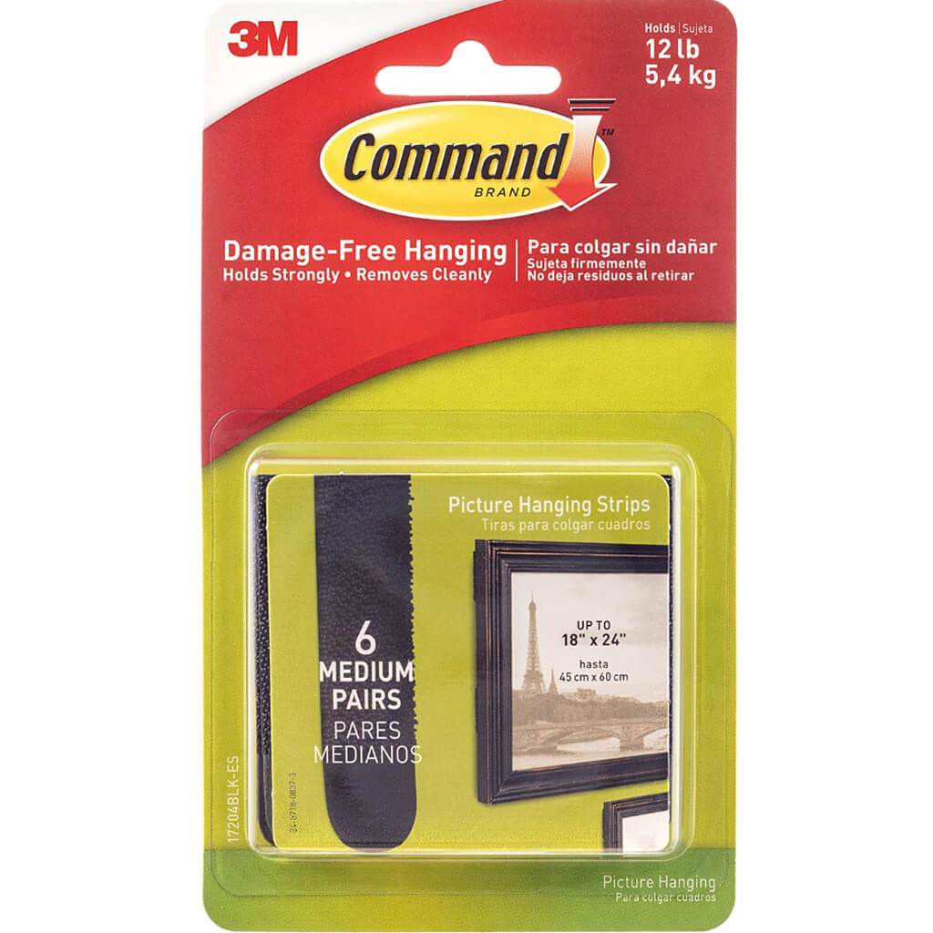 3M Command Picture Hanging Black Medium Pack of 6