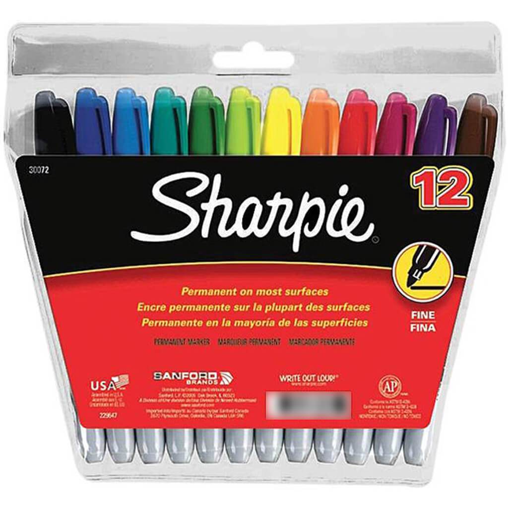 Sharpie Permanent Marker Pouch Fine Tip Assorted 12pcs