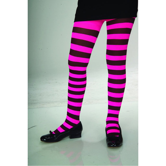 Striped Tights Pink & Black Small
