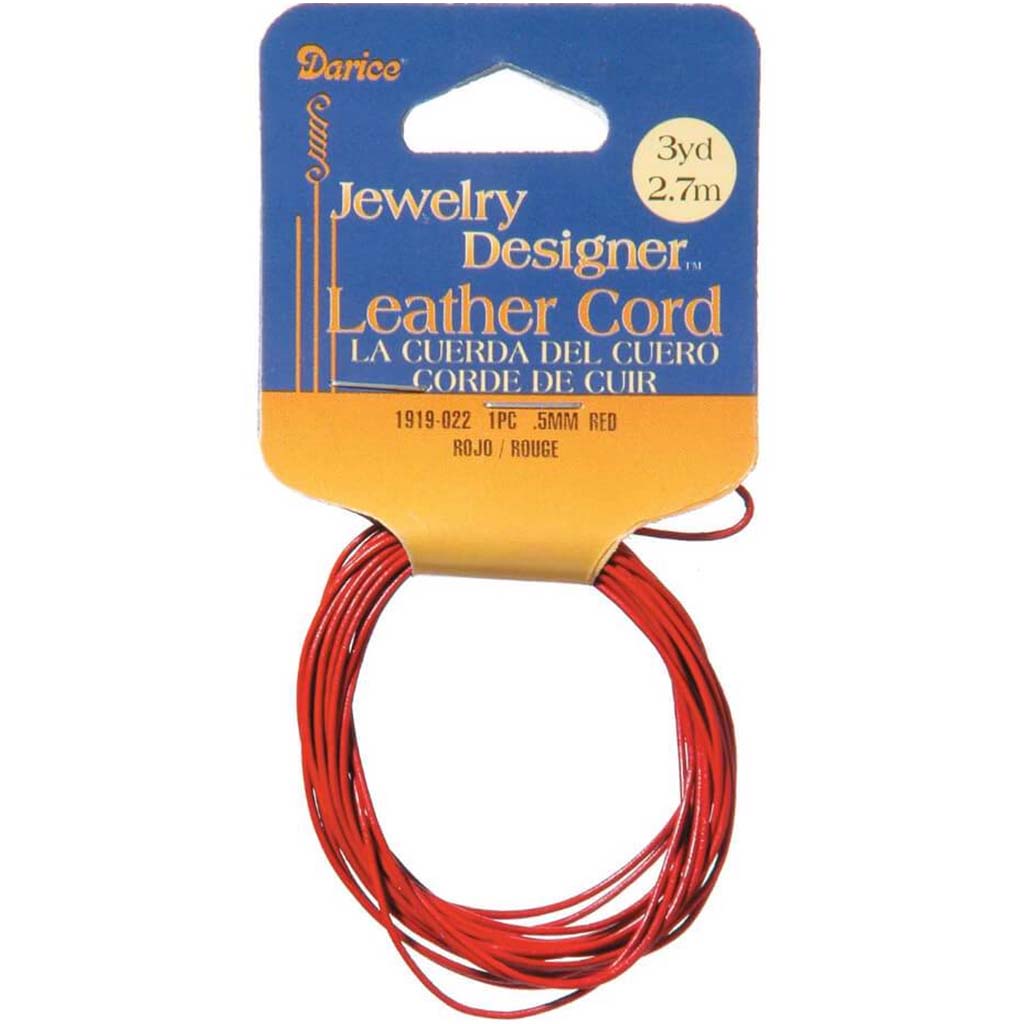 CORD LEATHER RED .05MM 3YD 