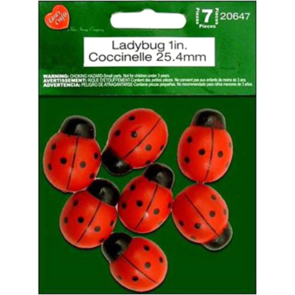 Wood Ladybug Shapes 7pc 1in