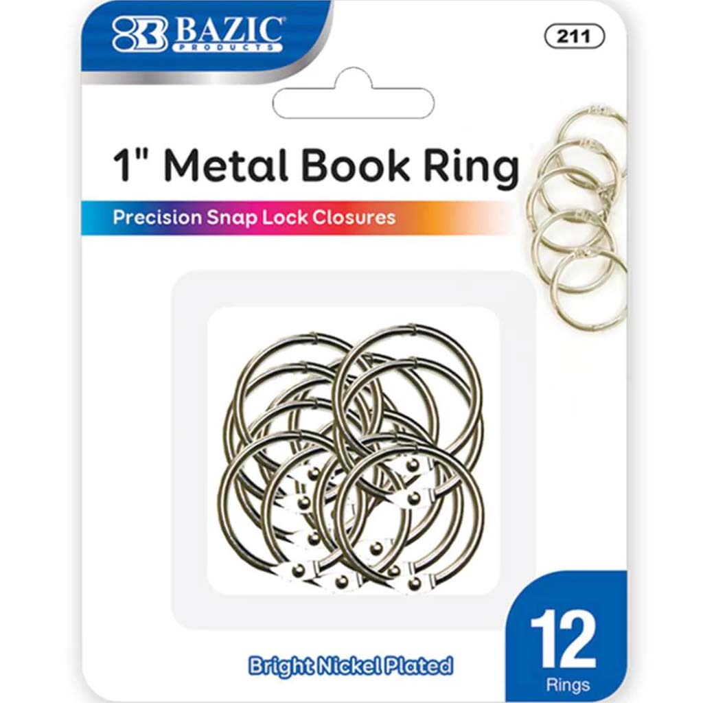 Metal Book Rings Silver 1in 