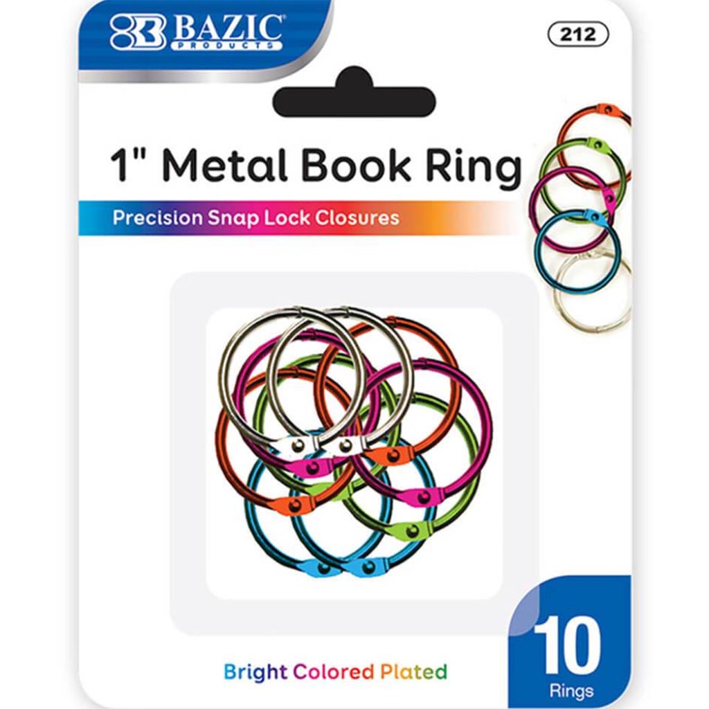 Metal Book Ring Assorted Color 1in 