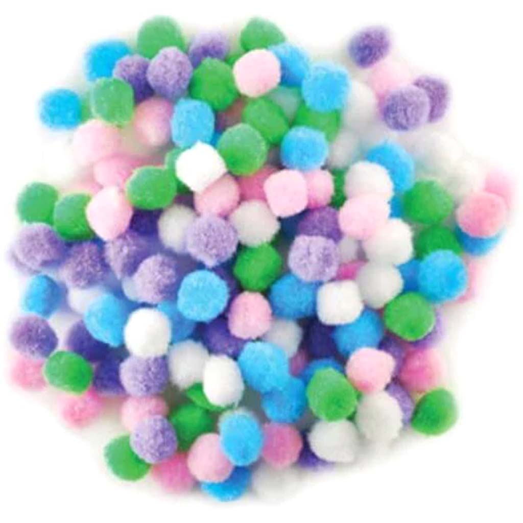 MINI POM-POMS ASSORTED PASTLE 