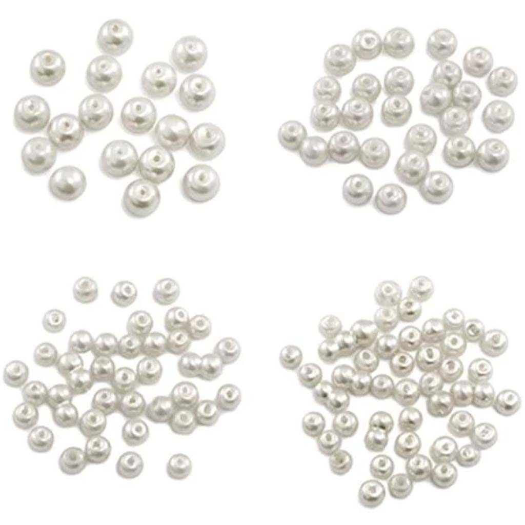 PEARL BEADS 3X4X6X8MM GLASS  WHITE 