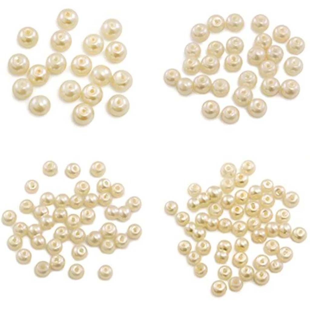 PEARLS BEADS 3X4X6X8MM GLASS  IVORY 