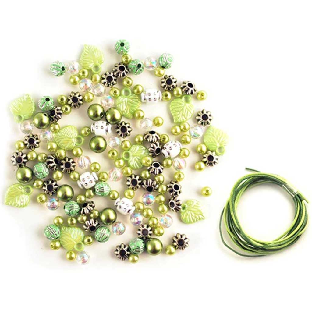 Acrylic Bead Luxe Kit with Spacers &amp; Cording 30g Green