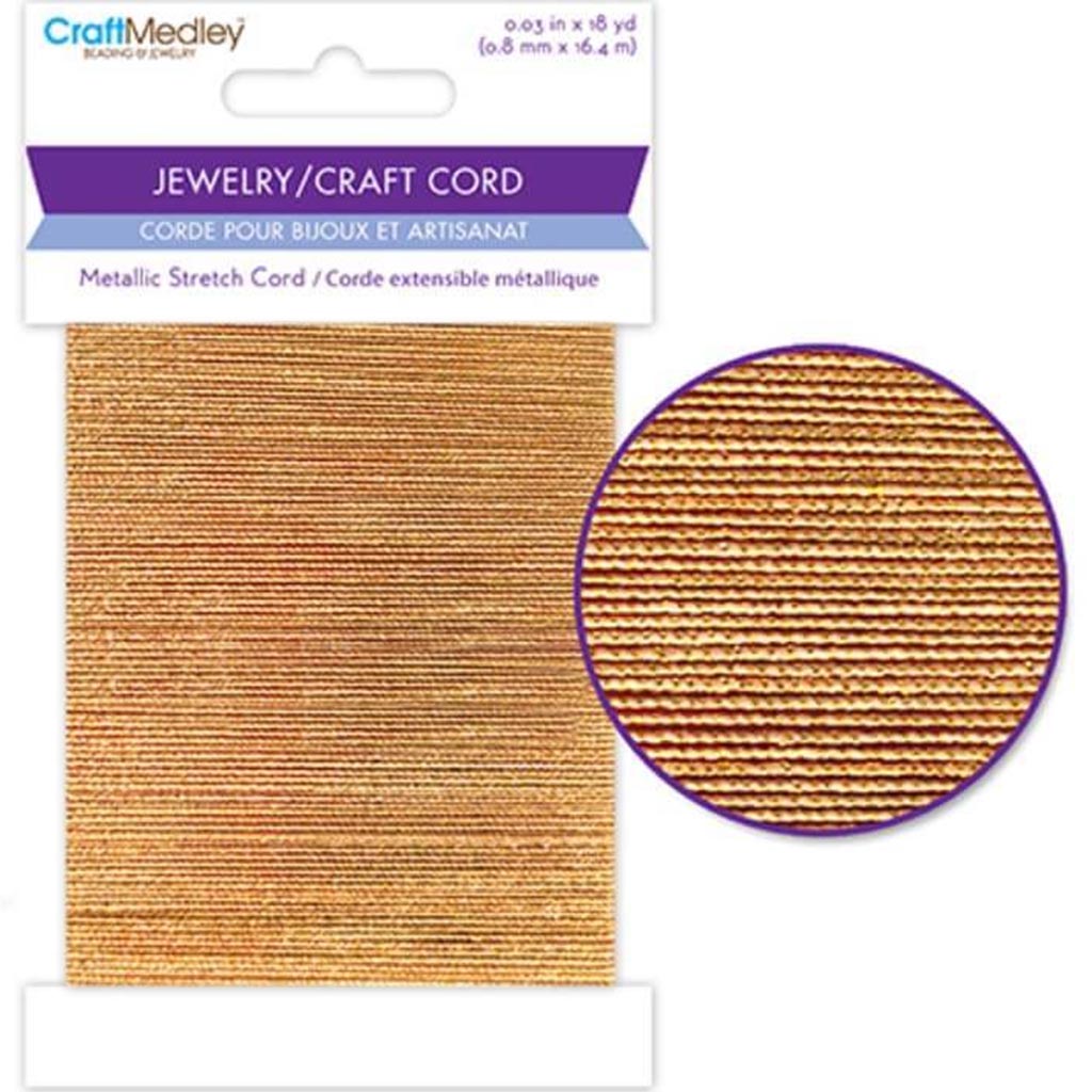 Jewelry Craft Cord Metallic Stretch Cord 18yd Gold 