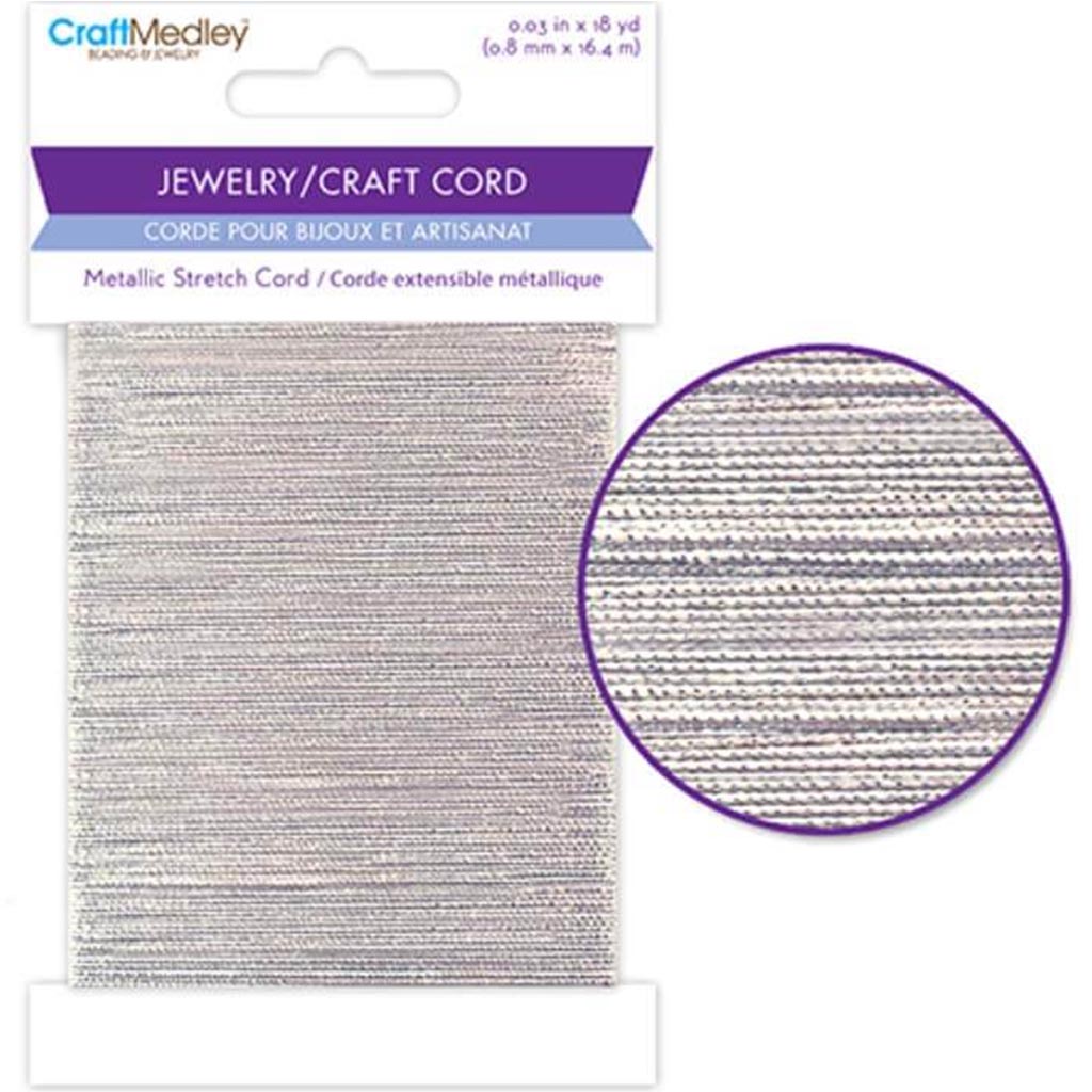 Jewelry Craft Cord Metallic Stretch Cord 18yd Silver 