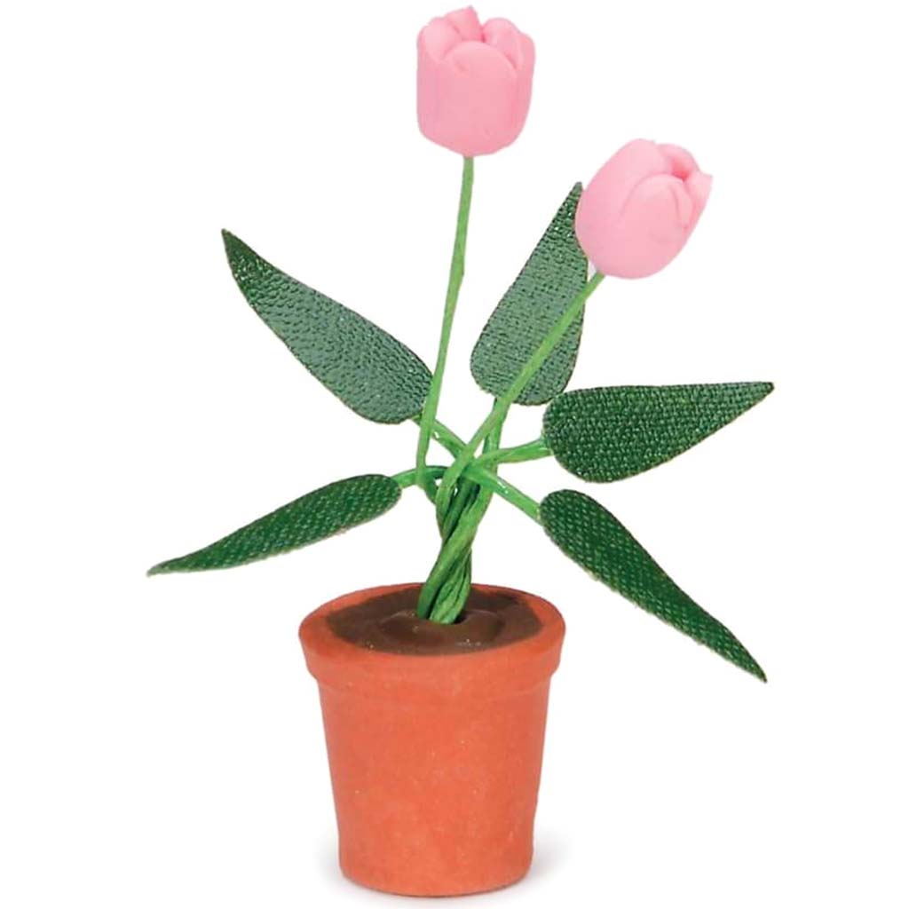 MINIATURE POT W/PINK TULIPS 