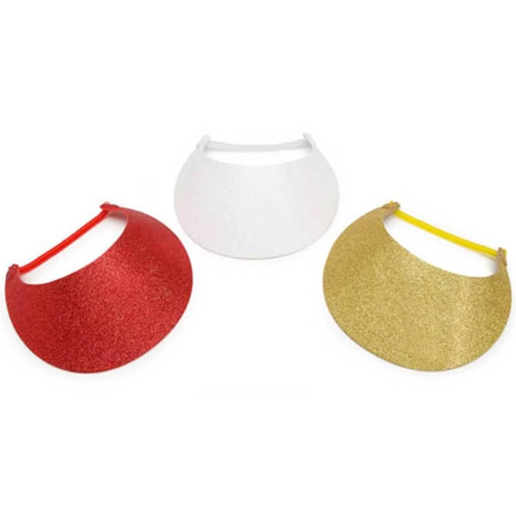 Foamies® Visors with Vinyl Cord Assorted Red, White and Gold Glitter 8.75 x 3.75 inches 