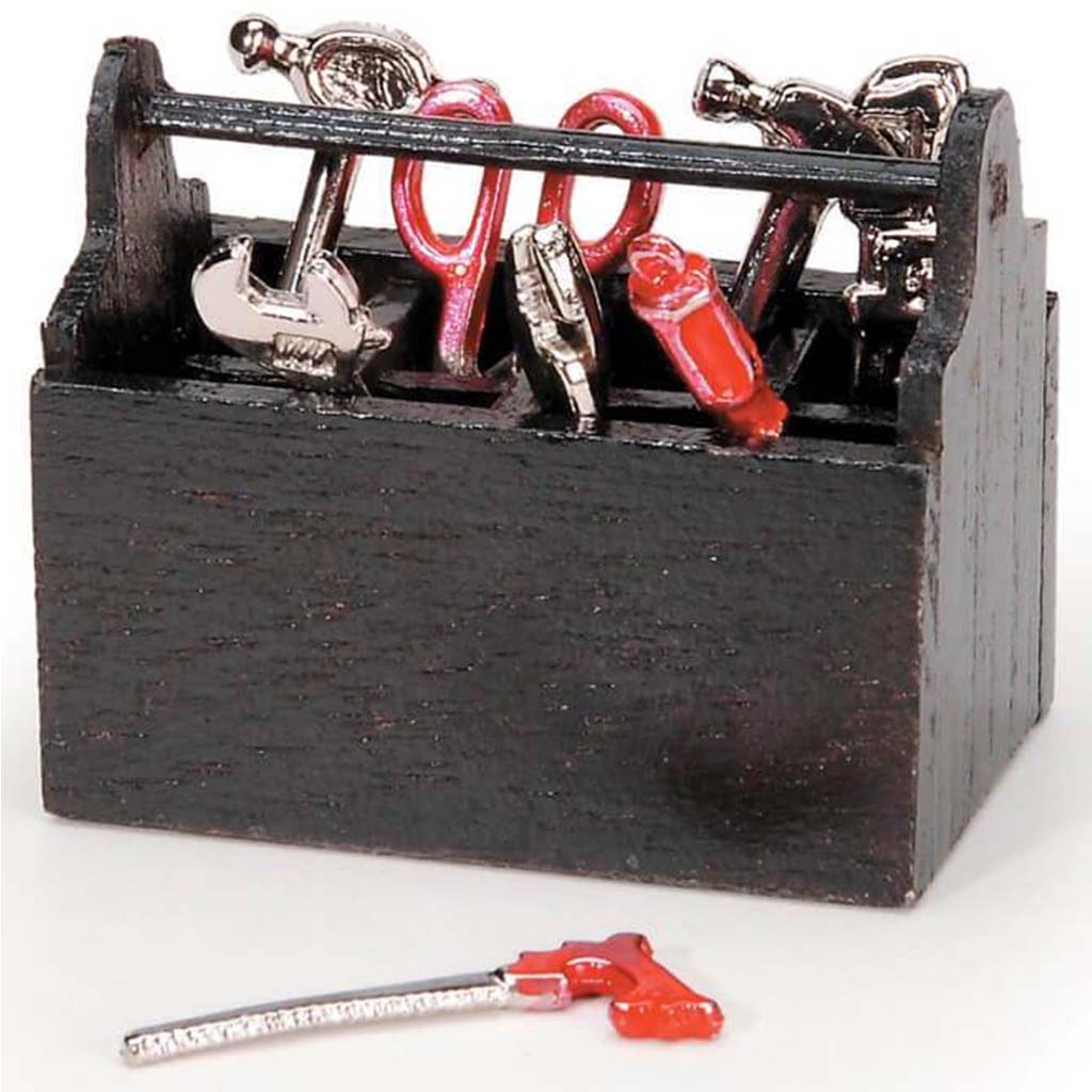 MINIATURE WOOD TOOL BOX W/TOOL 