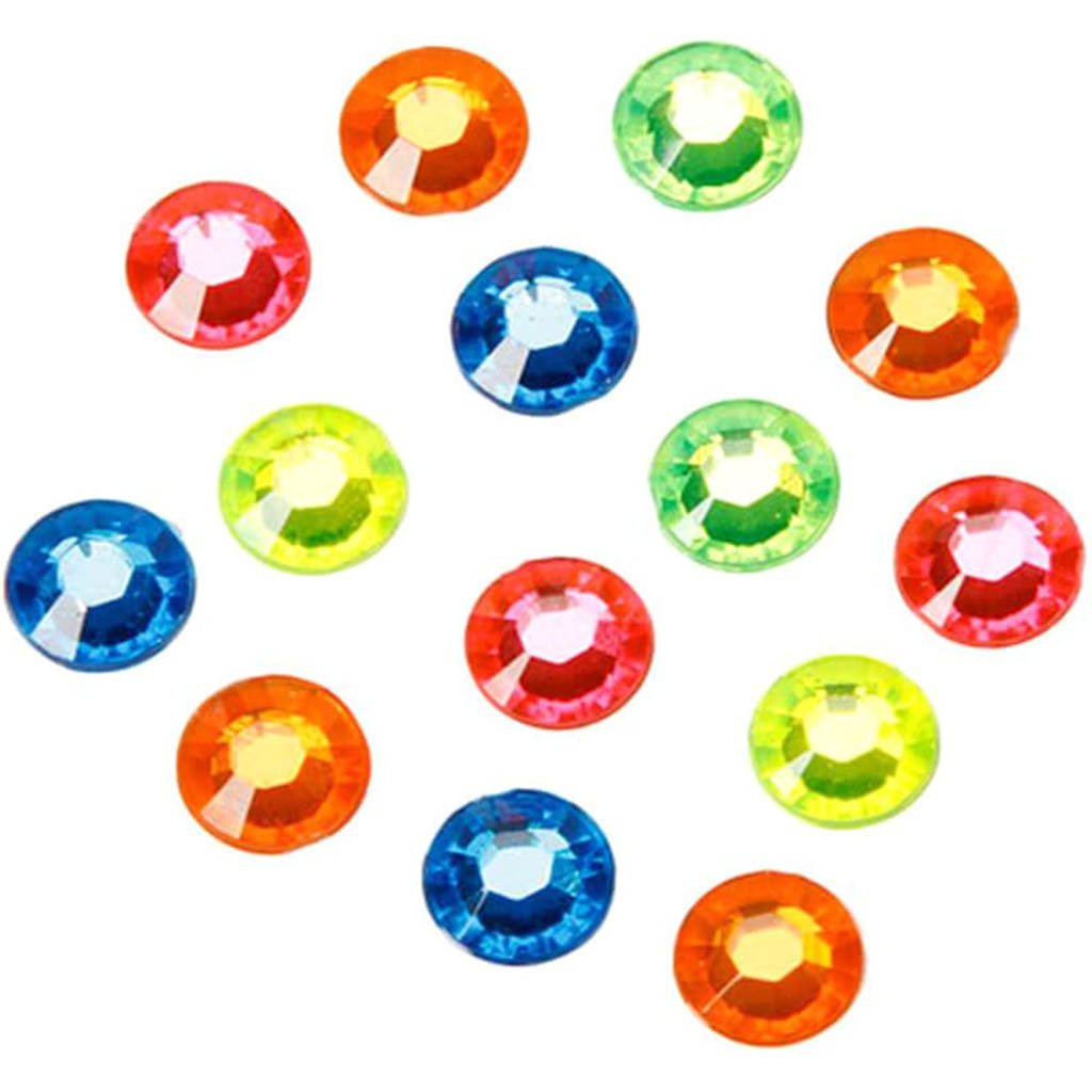 Acrylic Rhinestones Assorted Neon Colors Round 7mm 150 pieces 