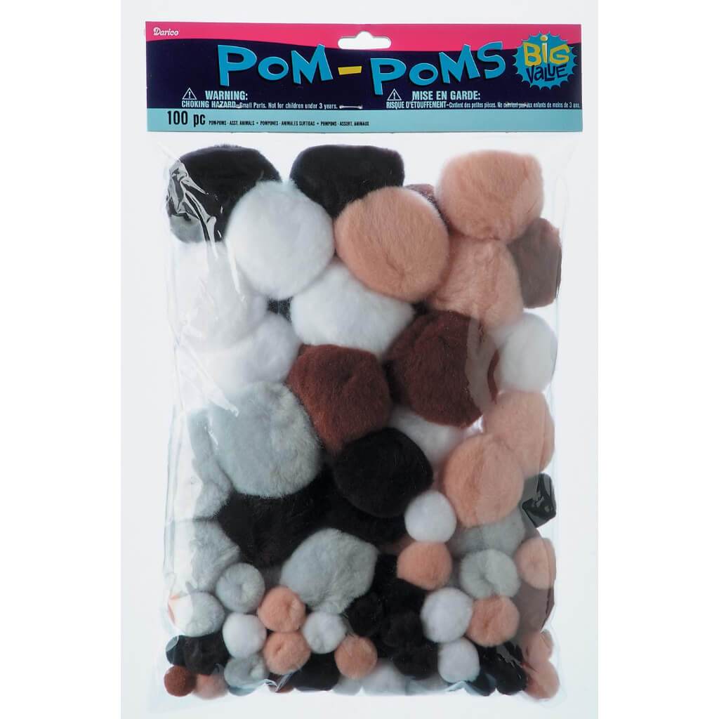 POM POMS ANIMALS ASSORTED 