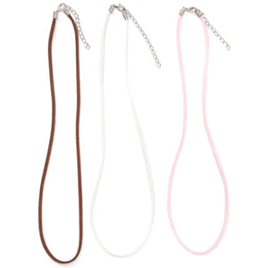 Suede Necklace Cord Assorted Colors Brown, White, Pink 18 in 