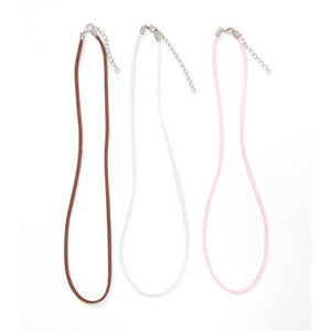 Suede Necklace Cord Assorted Colors Brown, White, Pink 18 in