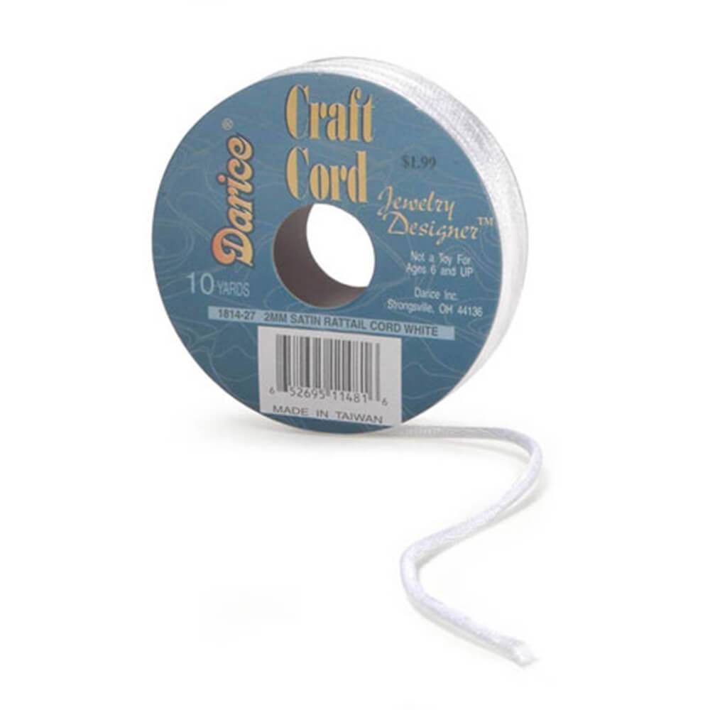 2mm Satin Rattail Cord White 10 yards