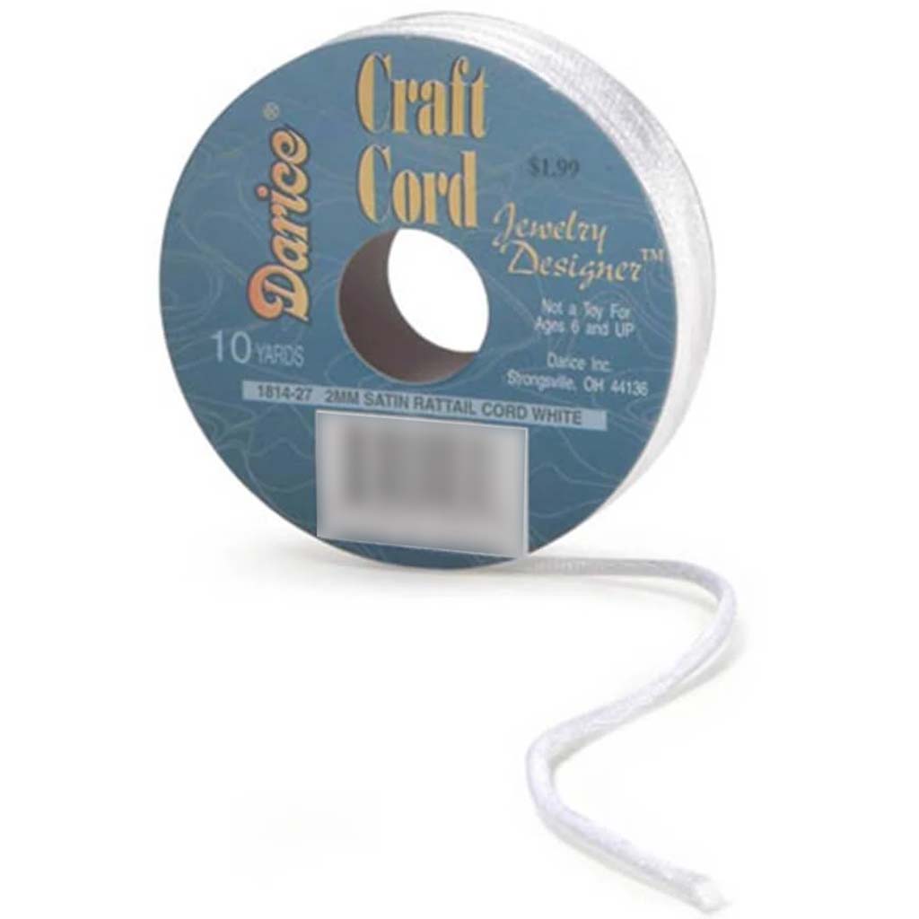 2mm Satin Rattail Cord White 10 yards 