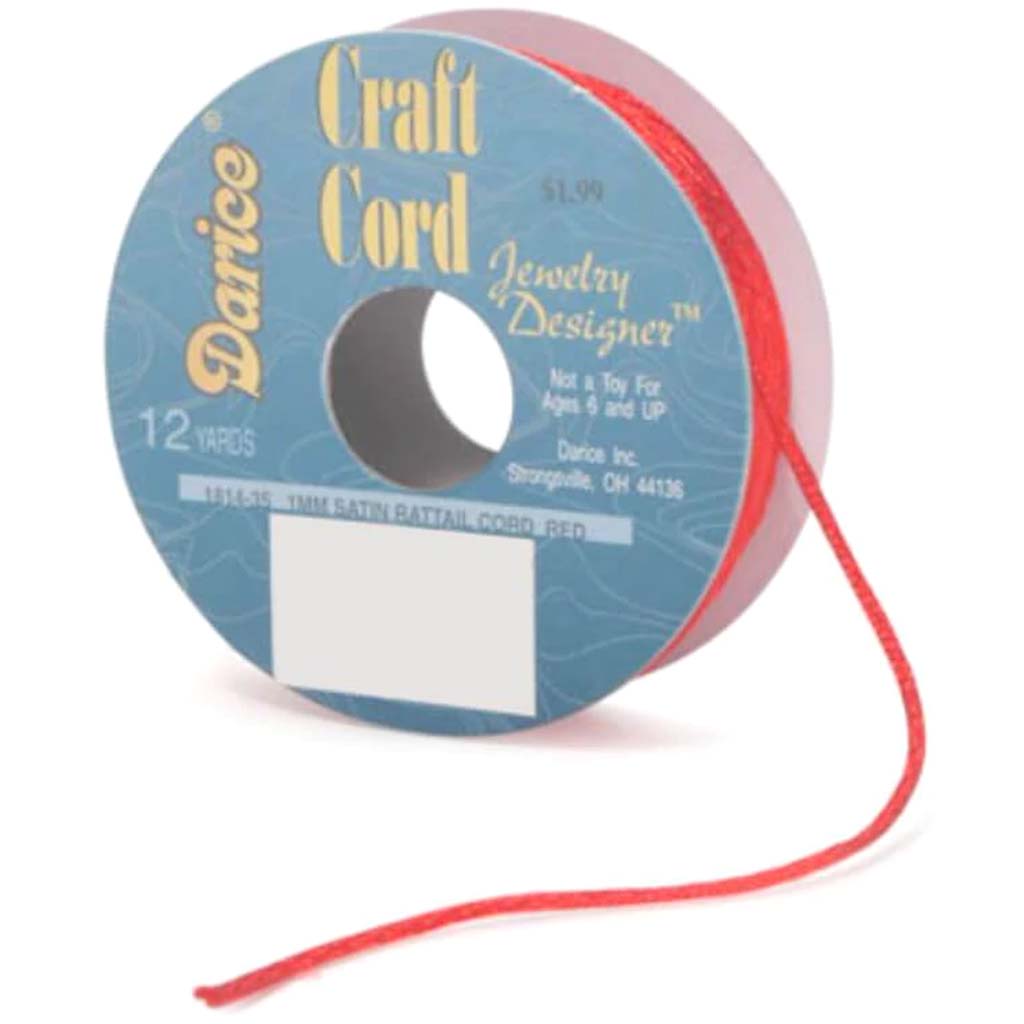 CORD SATIN RATTAIL 1MM 12YD RED 