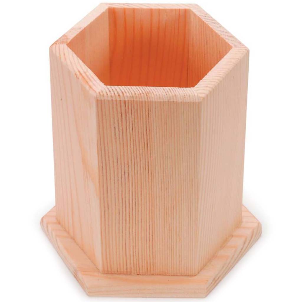 WOOD PENCIL HOLDER HAT 41/2IN 