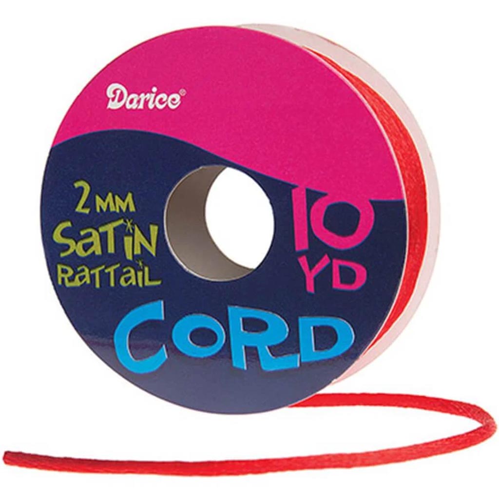 Satin Rattail Cord 2mm 10yd Red