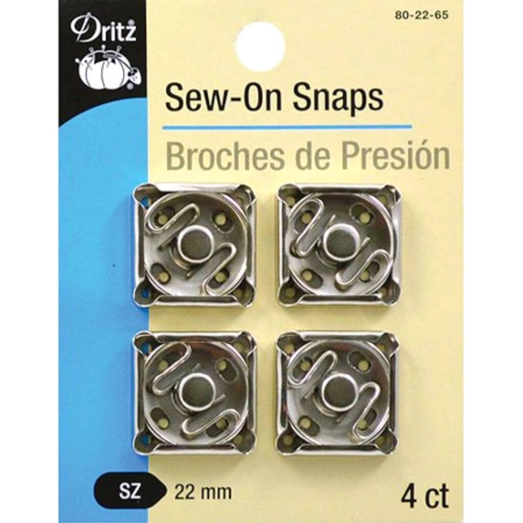 Nickel Sew-On Snaps Size 22mm 4pcs