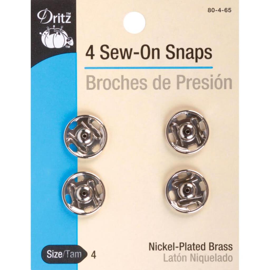 Dritz Sew-On Snaps Nickel-Plated Brass Size 4 4pcs