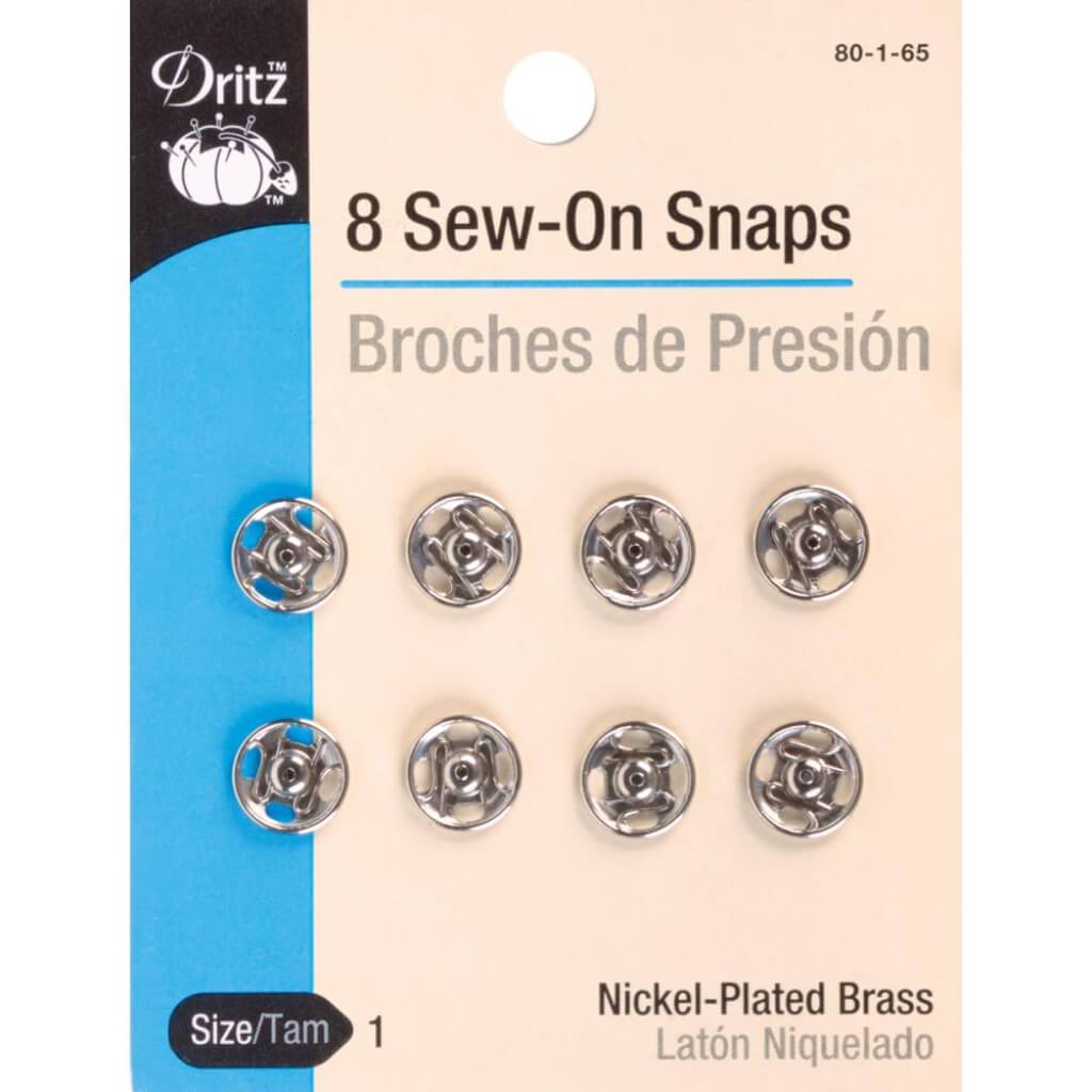 Dritz Sew-On Snaps Nickel-Plated Brass Size 1 8pcs