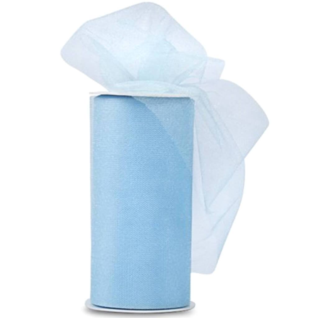 Expo Shiny Tulle 6in x 24yd Spool Baby Blue