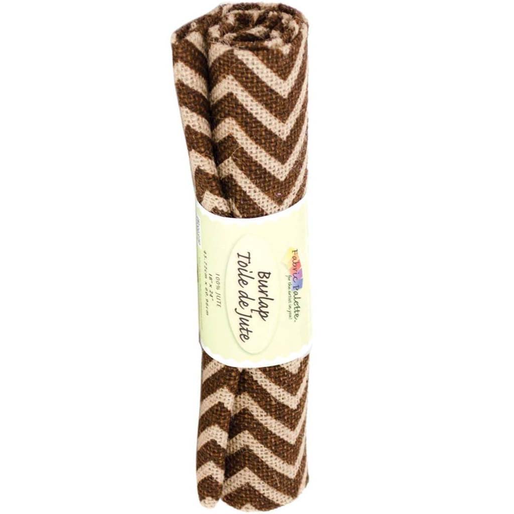 Fabric Palette Printed Burlap 18in x 21in Rolled Zigzag-Brown