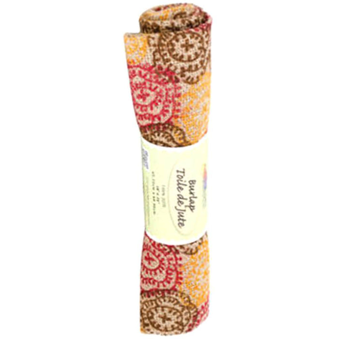 Fabric Palette Printed Burlap 18in x 21in Rolled Floral-Multi