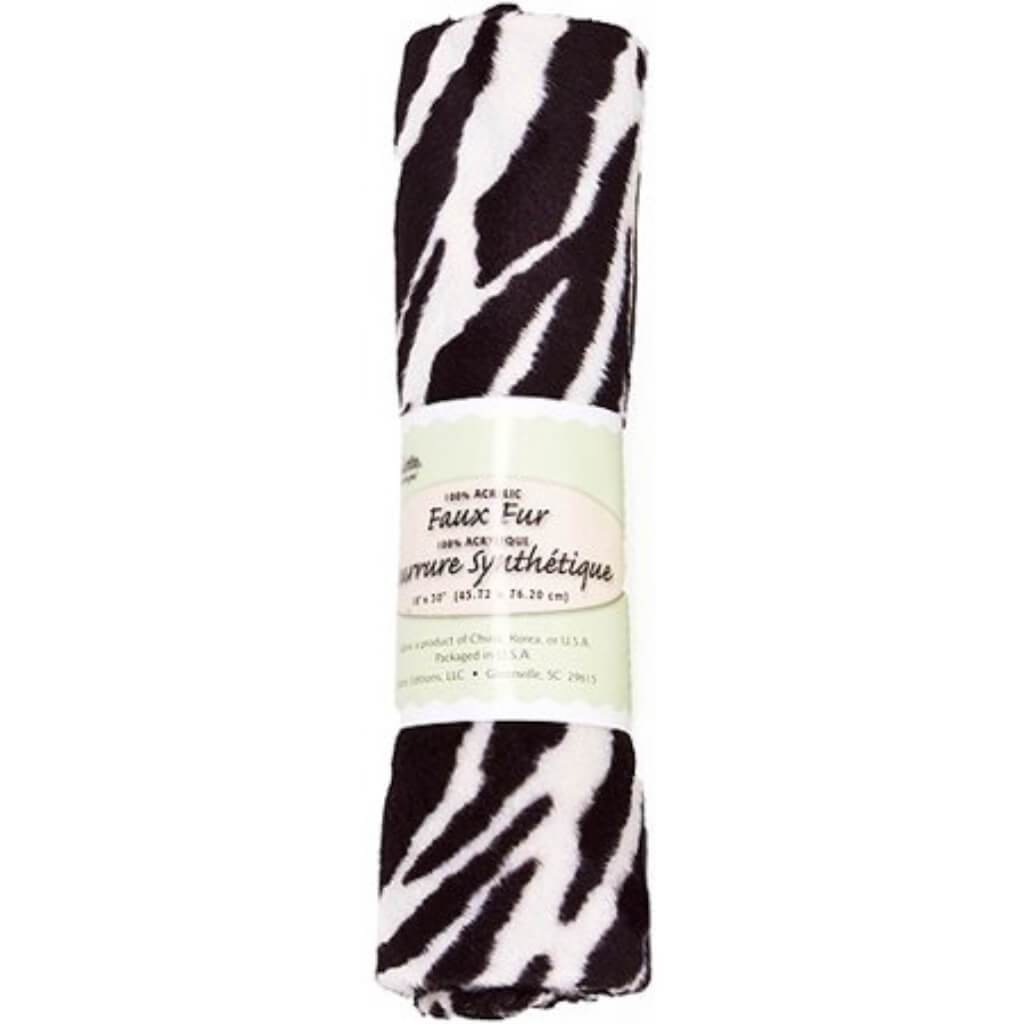 Fabric Palette Precut 18in x 28in Faux Fur Zebra