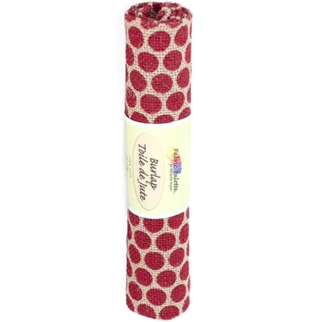 Fabric Palette Printed Burlap 18in x 21in Rolled Dots-Red