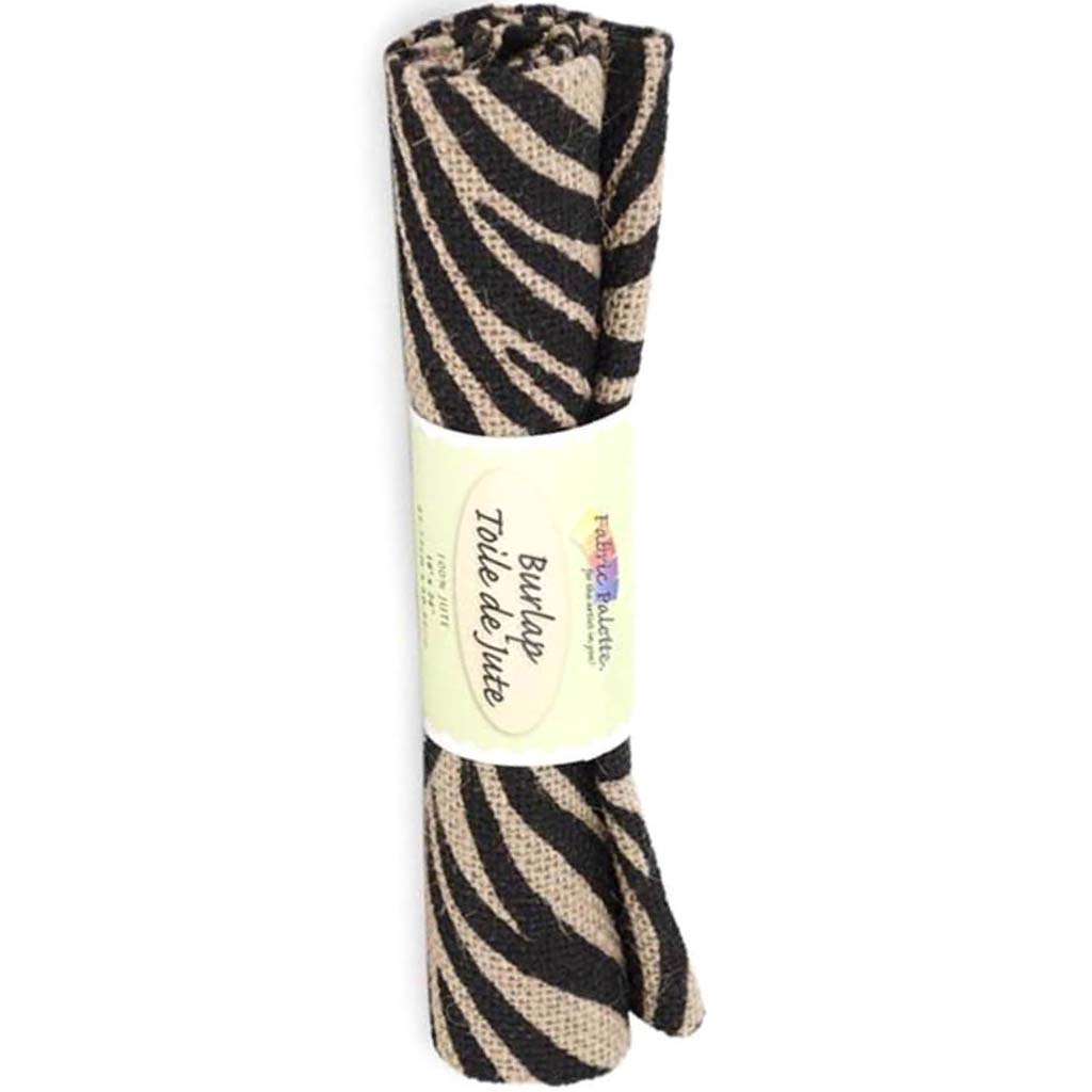 Fabric Palette Printed Burlap 18in x 21in Rolled Zebra-Black